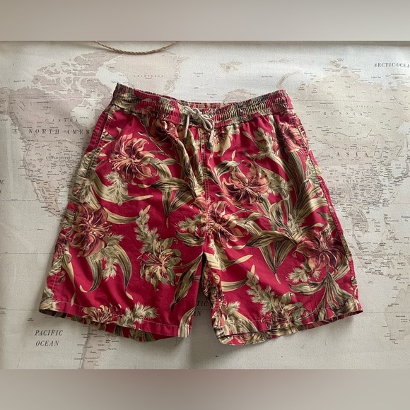 Polo Ralph Lauren Shorts Swim Trunks Hawaiian Print Floral Size XL - Picture 1 of 12